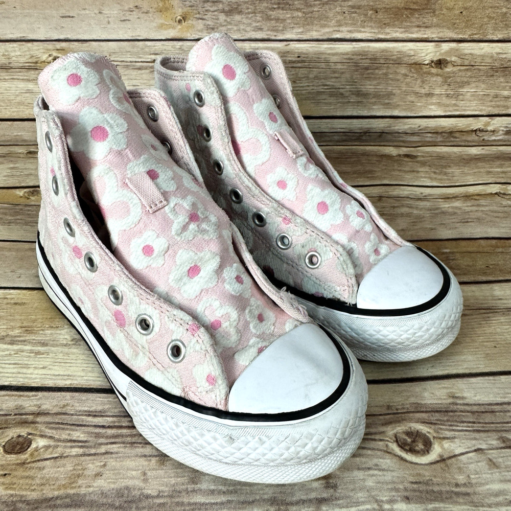 Converse Chuck Taylor All Star Girls Pink White Floral Lift High Top Sneakers 2